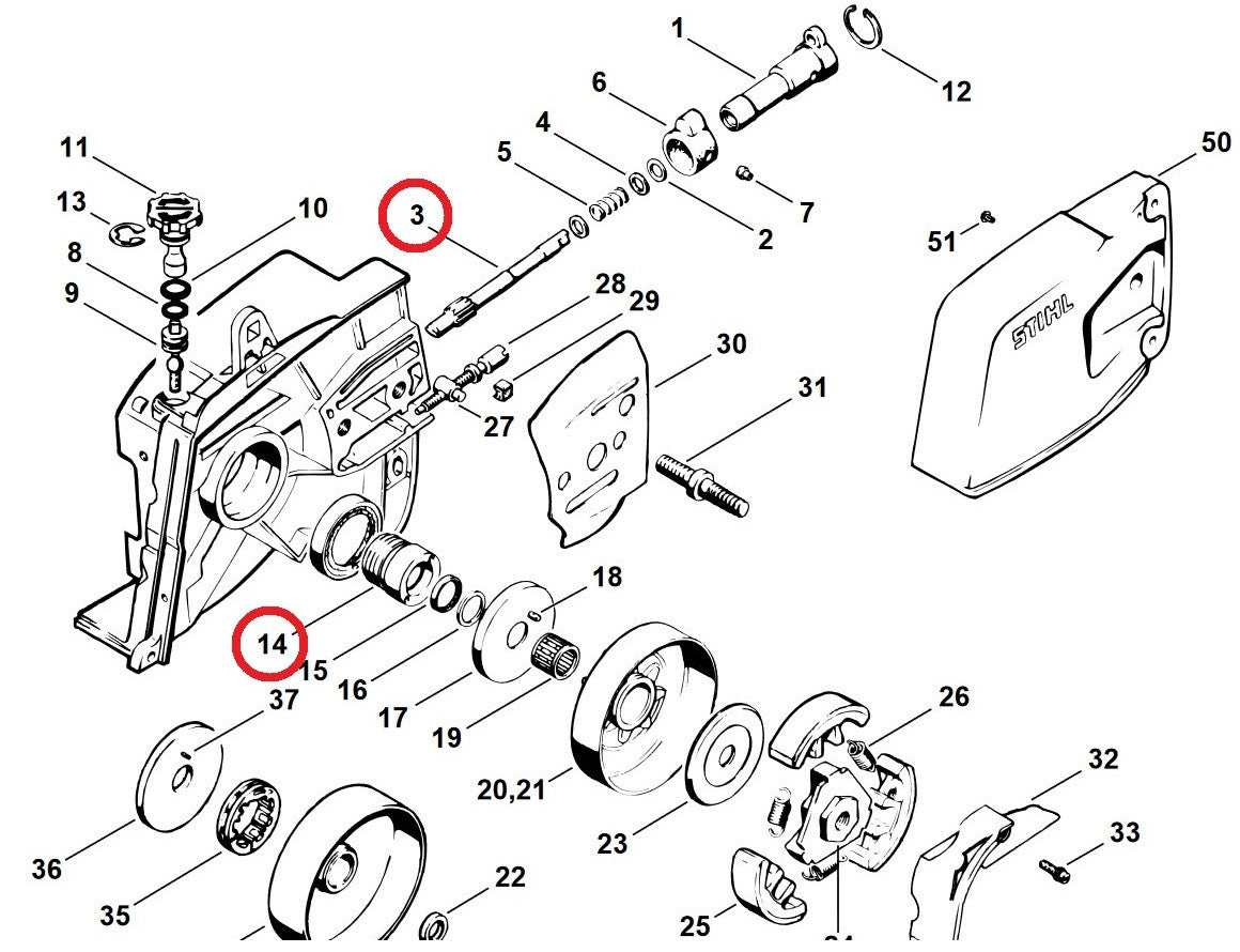 Proline® Oil Pump Worm Gear & Pump Piston For Stihl 041 1110 640 7100 - 0