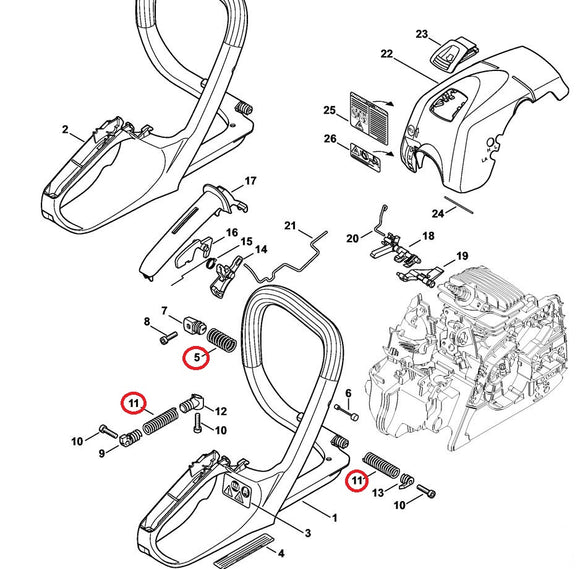 Proline® Handle Anti Vibration Spring Set For Stihl MS171 MS181 MS211