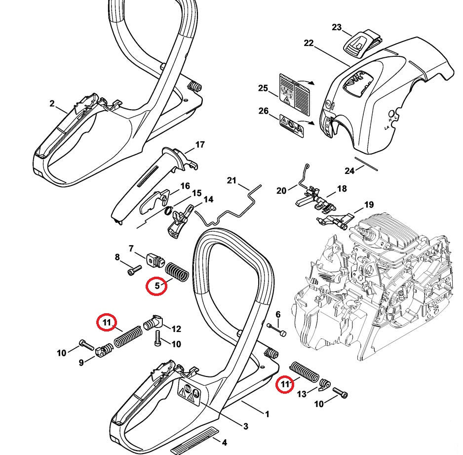 Proline® Handle Anti Vibration Spring Set For Stihl MS171 MS181 MS211 - 0