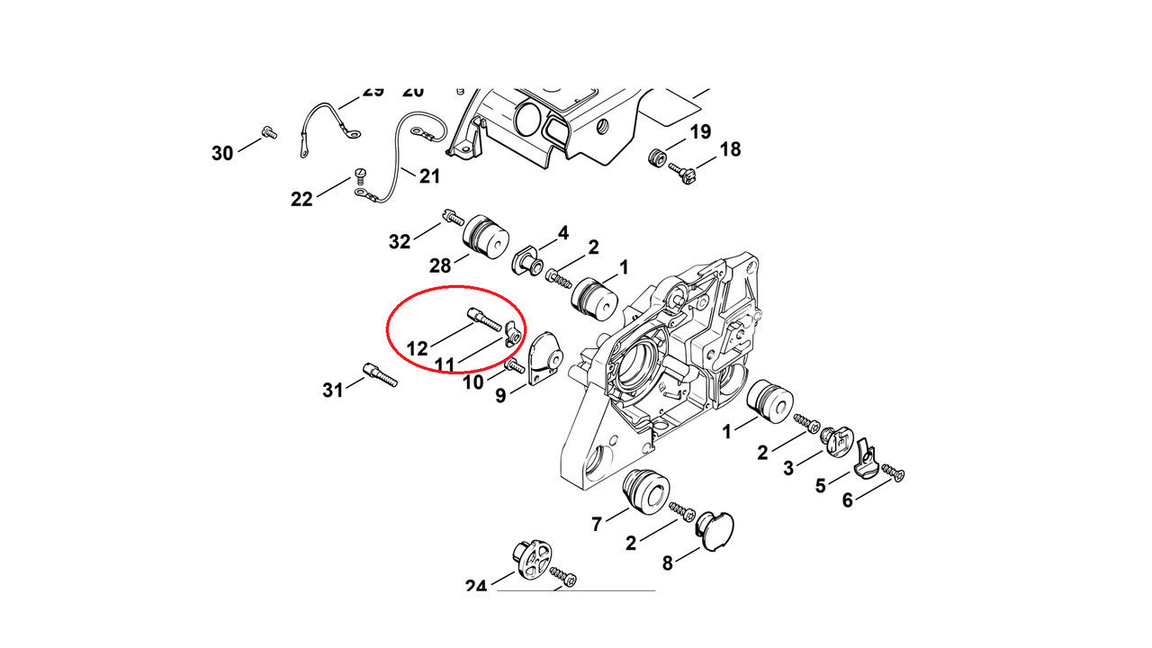  Proline®  Buffer Retainer And Screw For Stihl 038 Chainsaw 1121 791 6105  1121 791 1200 