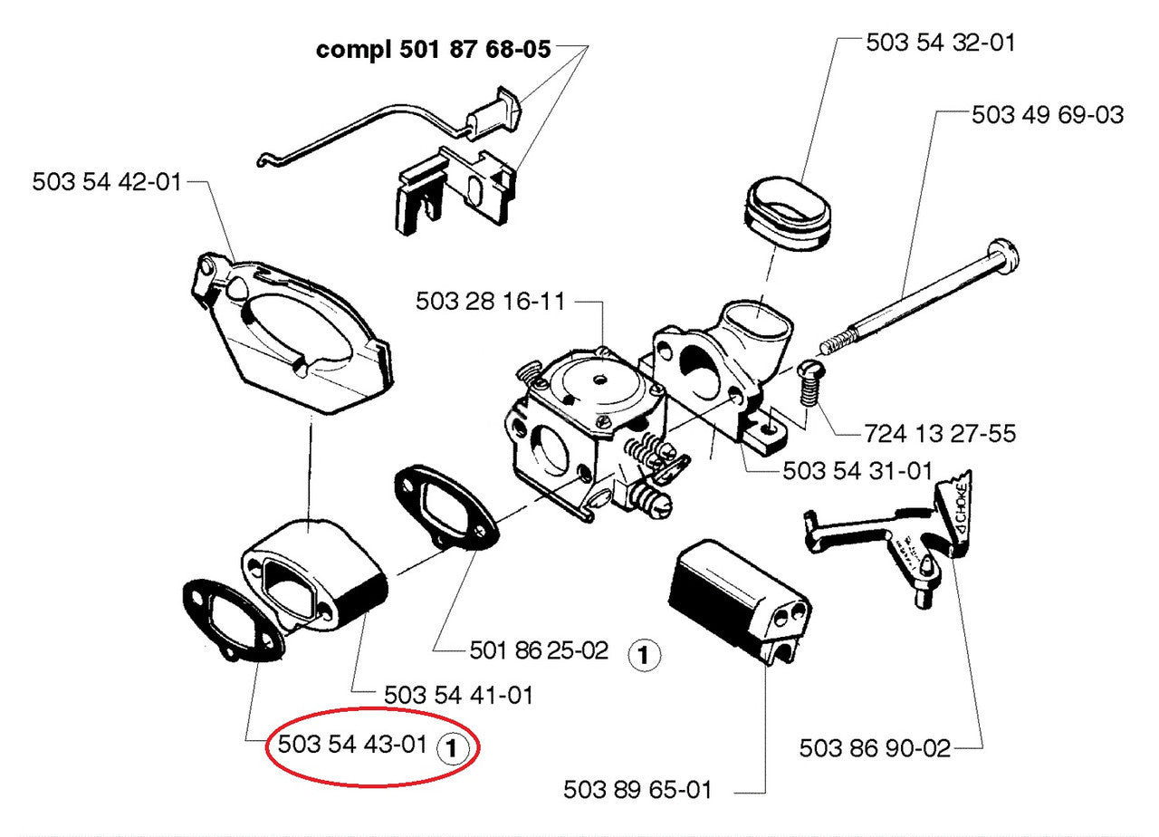  Proline® Carburetor Manifold Gasket For Husqvarna 261 EPA 261 262  503544301 