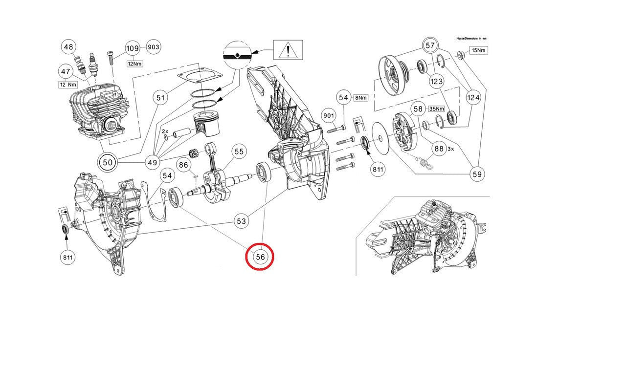 Proline® Performance Crankshaft Bearing Set For Hilti DSH 700 700X DSH 900 900X Concrete Saw 412246 - 0